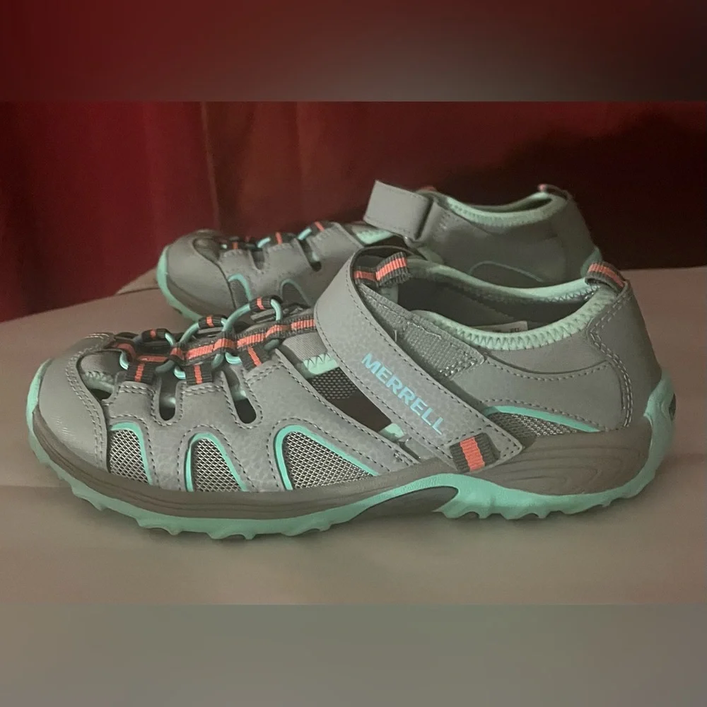 NEW Merrell Big Kid's Hydro H2O Hiker Sandal in Grey/Turquoise MY57961 Size 5M